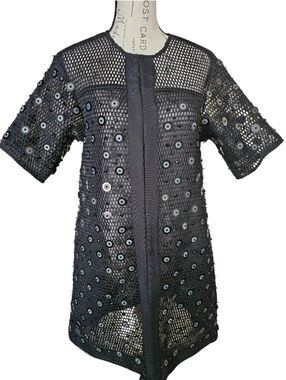 H&M SIZE 2 Fishnet sequin beaded coat